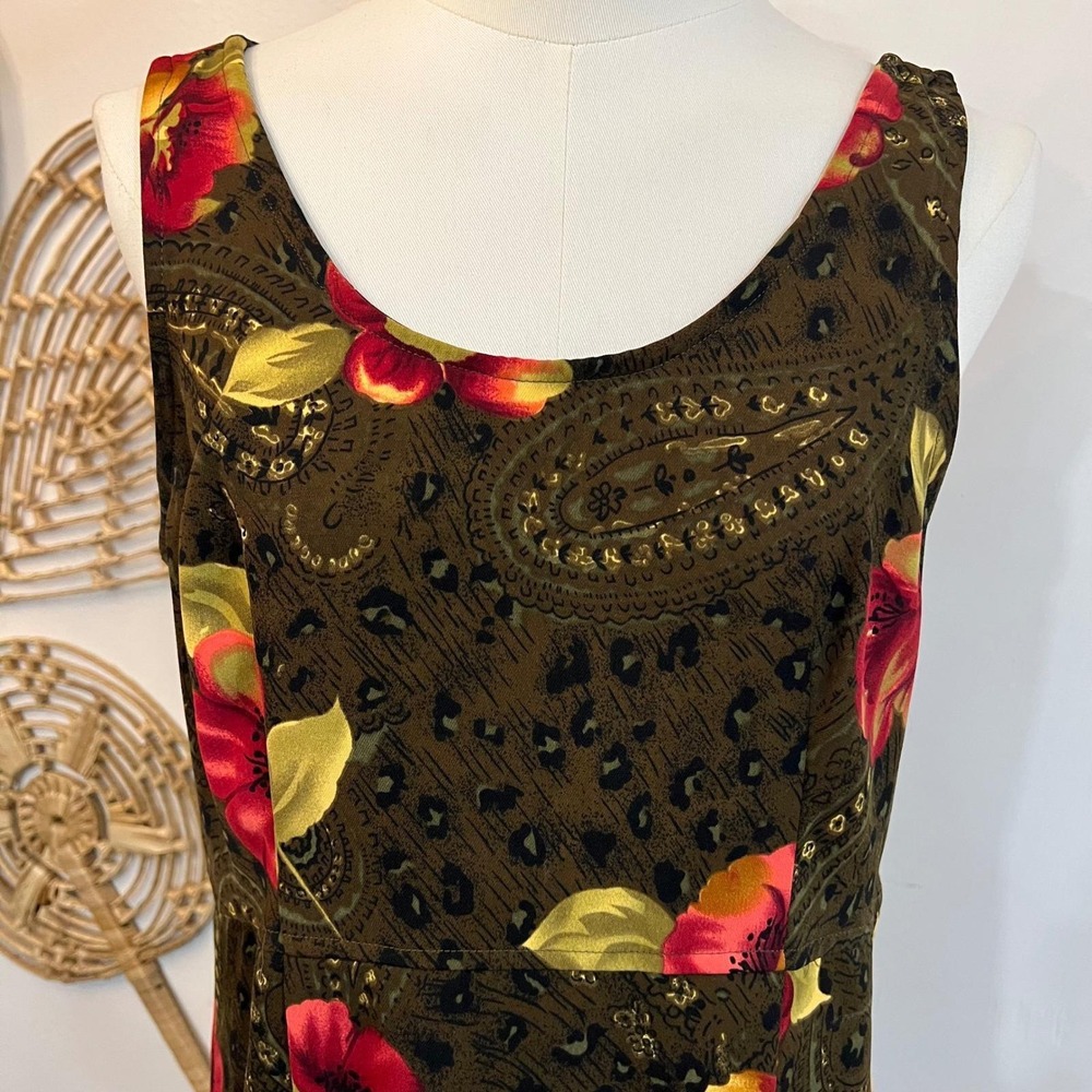 Vintage Floral Maxi Dress Sleeveless Boho Paisley Print Grunge Cottagecore 8 - Picture 3 of 7